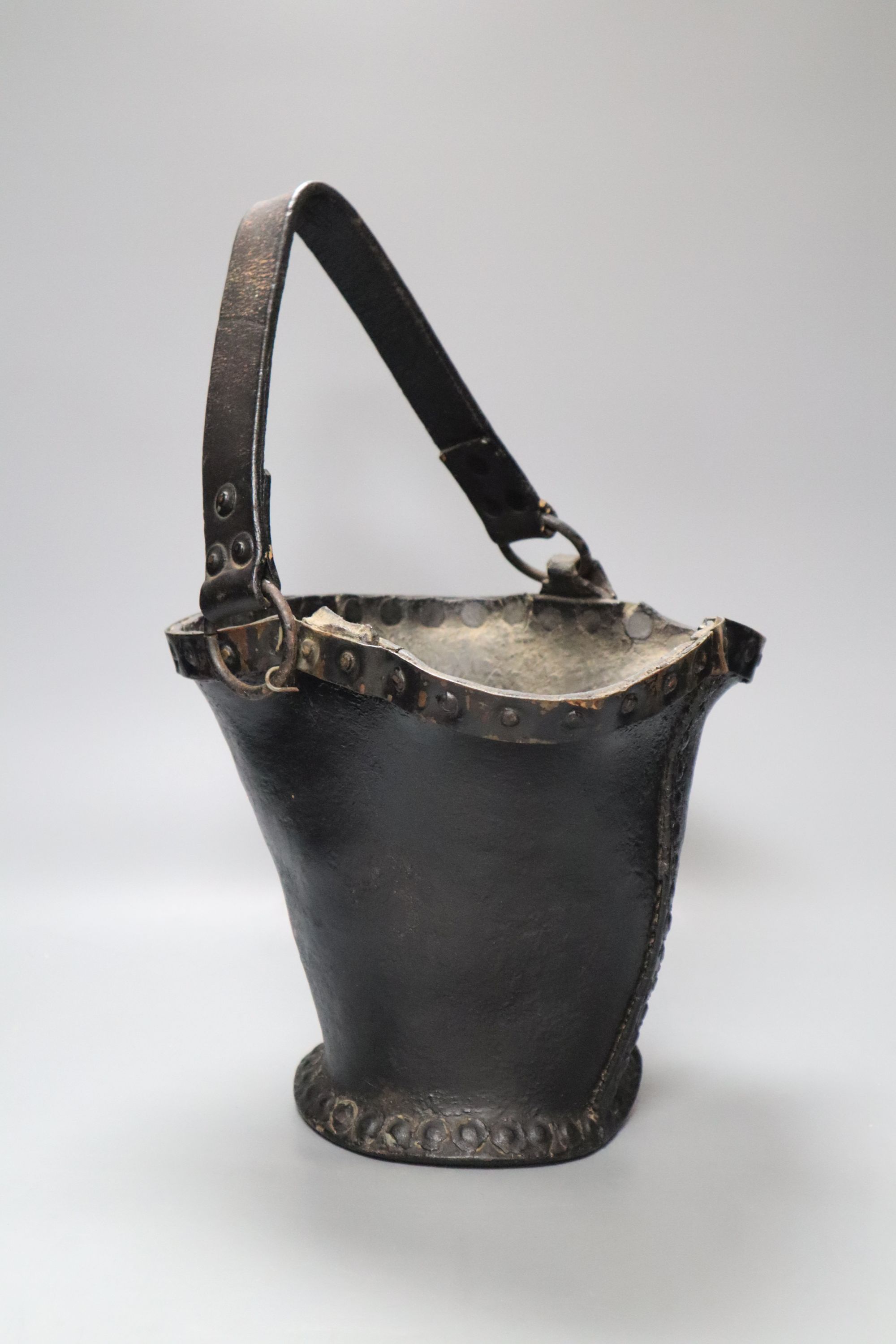 A leather fire bucket, inscribed Victory-GR-1803, height 21cm